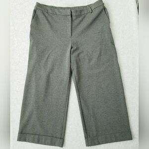 J Jill Womens Size XL Ponte Wide Full Leg Cuffed Knit Pants Career Office Pocket